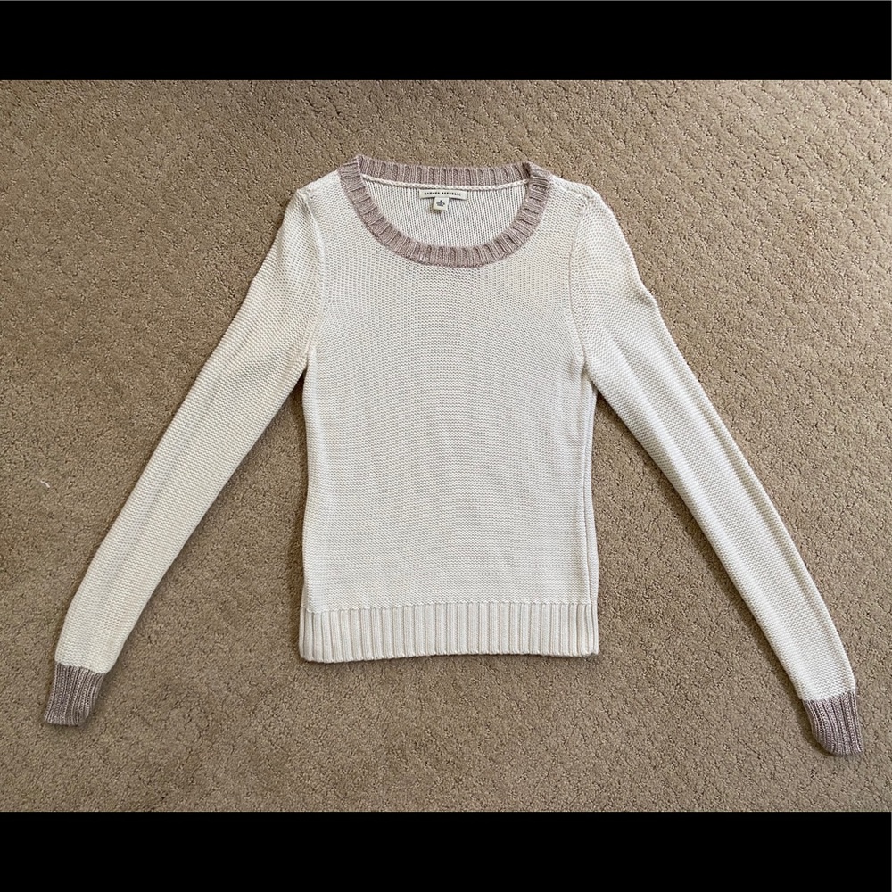 Banana Republic Womens Ivory Crewneck Knit Sweater